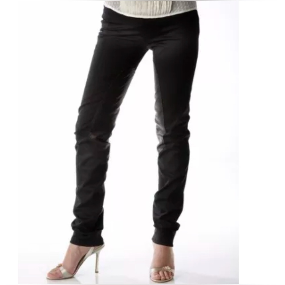YAYA Black Equestrian Riding Pants Sz 6 Cotton stretch Leather Patch Made in USA